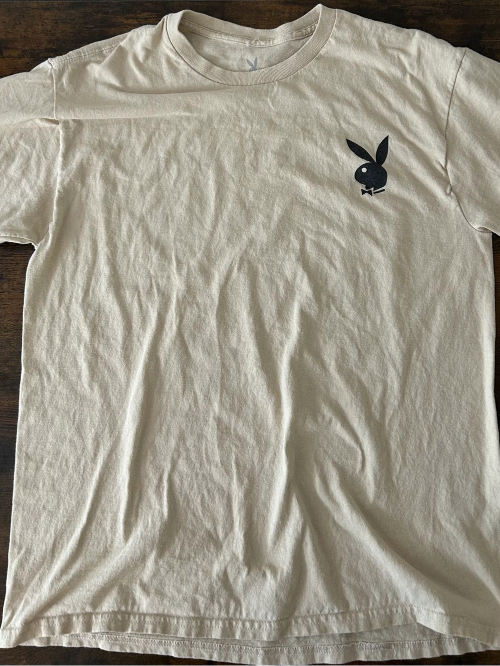 PLAYBOY Cream Short Sleeve Tee with Black Bunny Logo